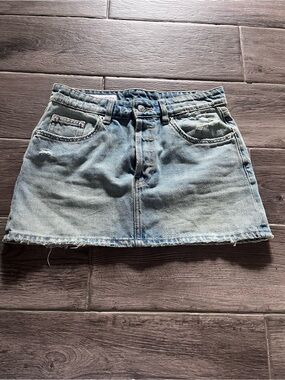 Zara Light Wash Denim Mini Skirt